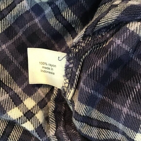 Lane Bryant Blue Plaid Ruffle Hem Top Size 18 - Picture 7 of 7